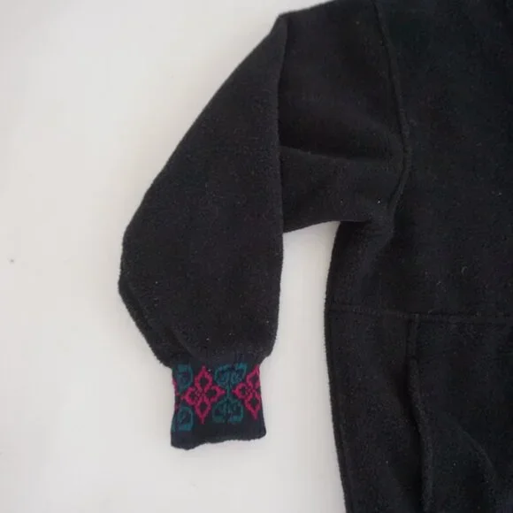 VTG Alps Black Southwestern Heart Geometric Pattern Fleece Pullover Sweatshirt L - Picture 7 of 9
